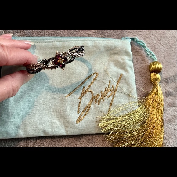 Barbara Bixby 18k Gold Sterling Silver Rhodolite Garnet Black Onyx Cross Over - Picture 8 of 10